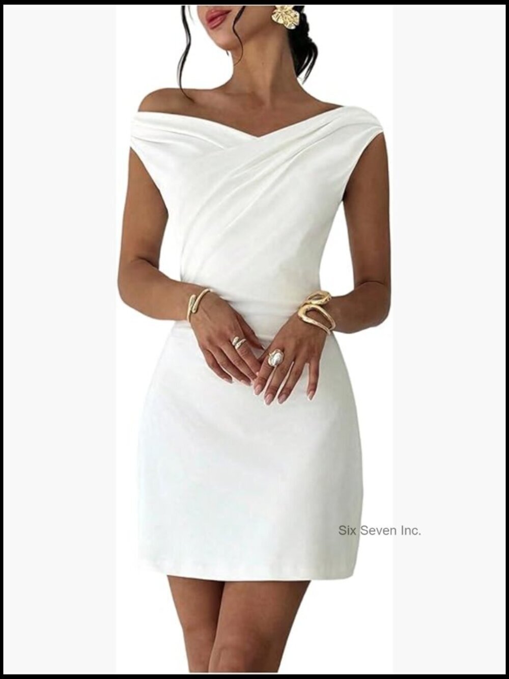 Off Shoulder Bodycon Mini Dress Ruched Sleeveless Cocktail Party Dress